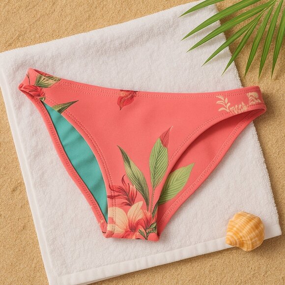 Triangl Pink Floral Neoprene Bikini Bottom – Size Large –Tropical Print swim - Picture 1 of 6